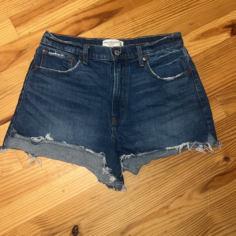 Abercrombie & Fitch High Rise Blue Jean Shorts The Cutoff Short